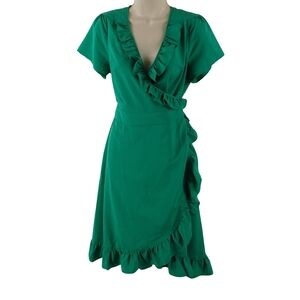 Green Ruffle Wrap Dress